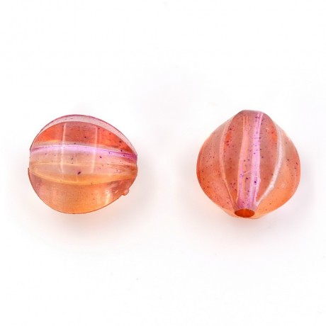 20 perles polygonales acryliques 14mmx13mm - orange irisé