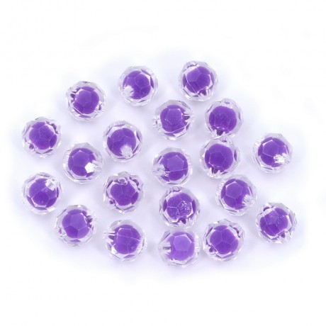 20 perles rondes à facettes en acrylique 12mm violet