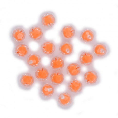 20 perles rondes à facettes en acrylique 12mm corail fluo