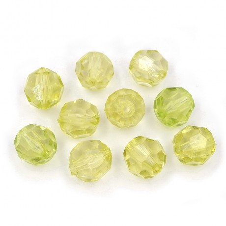 10 grosses perles rondes à facettes en acrylique 17mm vert