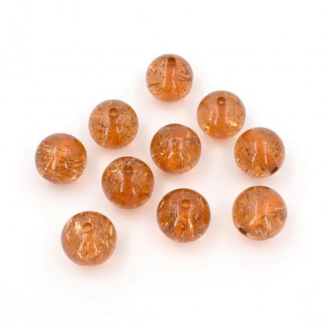 10 perles rondes craquelées en acrylique 16mm - marron