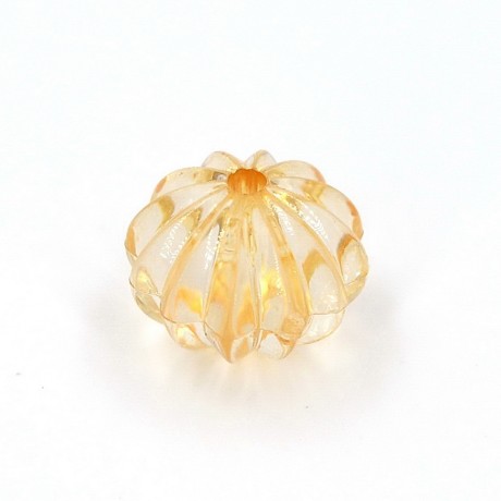 20 perles en acrylique forme citrouille 14mmx11mm - jaune orangé