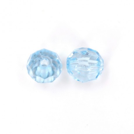 20 perles rondes à facettes en acrylique 10mm bleu