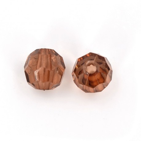 20 perles rondes à facettes en acrylique 10mm marron