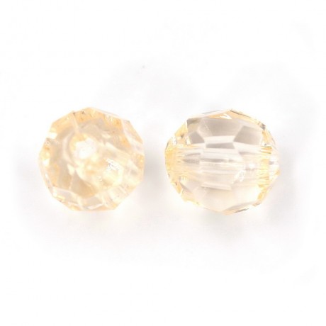 20 perles rondes à facettes en acrylique 10mm ivoire