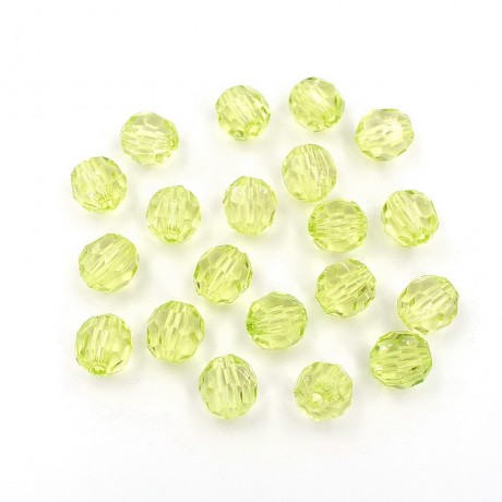 20 perles rondes à facettes en acrylique 10mm vert