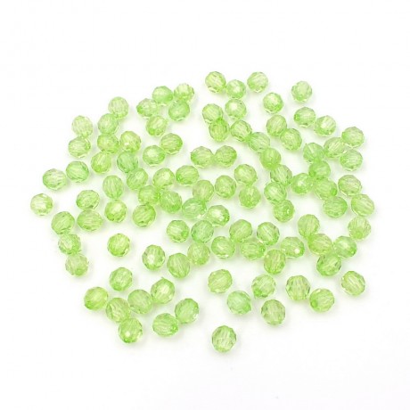 100 perles rondes à facettes en acrylique 6mm vert