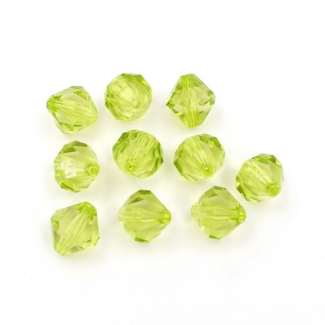 10 perles forme toupie en acrylique 15mmx16mm vert