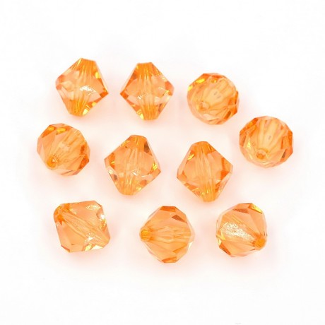 10 perles forme toupie en acrylique 15mmx16mm orange