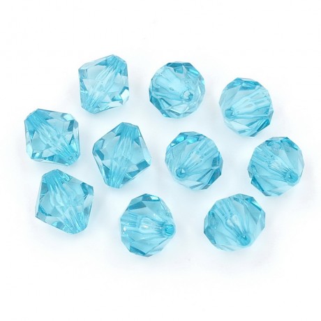 10 perles forme toupie en acrylique 15mmx16mm bleu