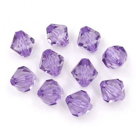 10 perles forme toupie en acrylique 15mmx16mm violet
