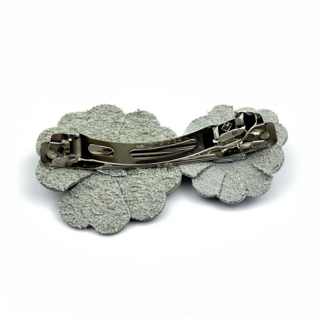 Barrette 2 fleurs cuir