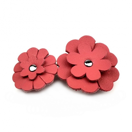 Barrette 2 fleurs cuir