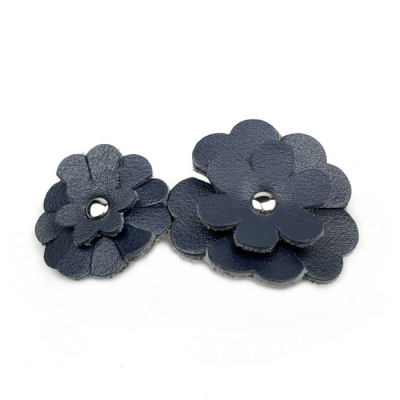 Barrette 2 fleurs cuir
