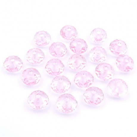 20 perles rondes plates acryliques 15mmx10mm - rose