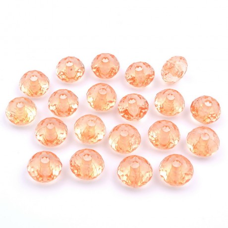 20 perles rondes plates acryliques 15mmx10mm - orange