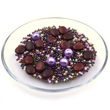 Très joli assortiment de perles acrylique prune