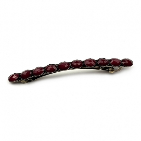 Barrette cheveux antique longue 9cm avec perles à facette