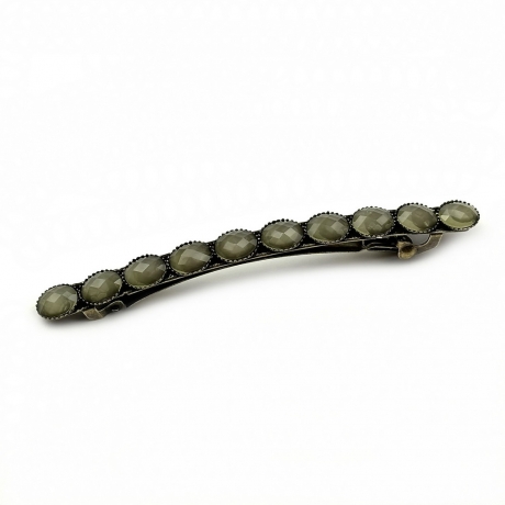 Barrette cheveux antique longue 9cm avec perles à facette