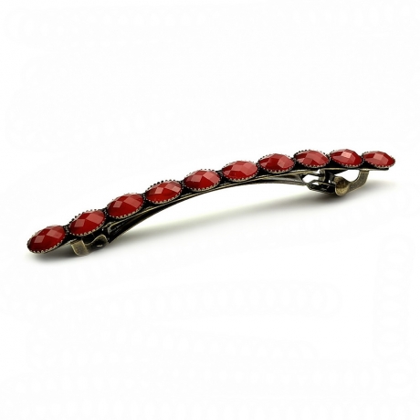 Barrette cheveux antique longue 9cm avec perles à facette