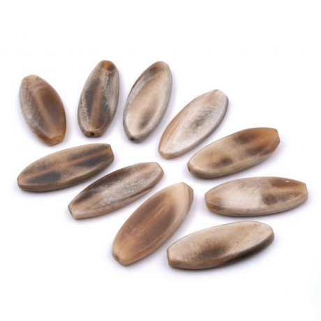 10 perles ovales en résine 31mmx13mm - beige