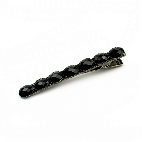 Pince cheveux crocodile avec perles à facettes style antique 6cm