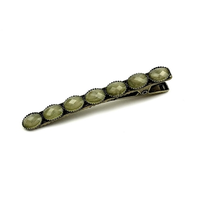 Pince cheveux crocodile avec perles à facettes style antique 6cm
