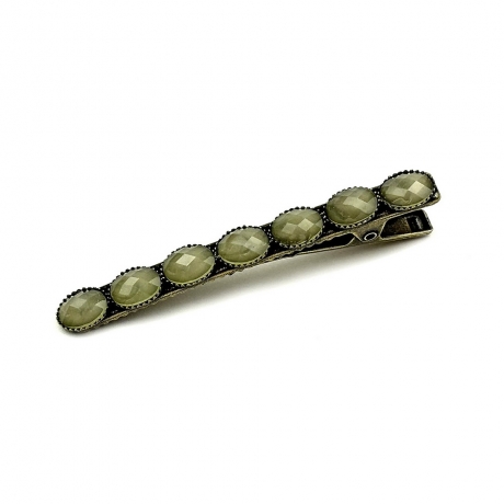 Pince cheveux crocodile avec perles à facettes style antique 6cm