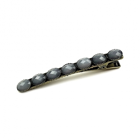 Pince cheveux crocodile avec perles à facettes style antique 6cm