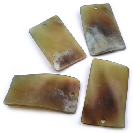 4 perles pendentif plates rectangulaires en résine 63x34mm - vert brun