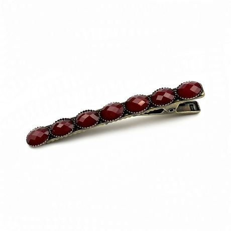 Pince cheveux crocodile avec perles à facettes style antique 6cm