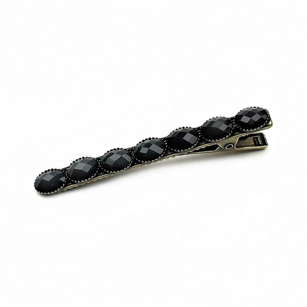 Pince cheveux crocodile avec perles à facettes style antique 6cm Pince cheveux crocodile avec perles à facettes style antique 6cm