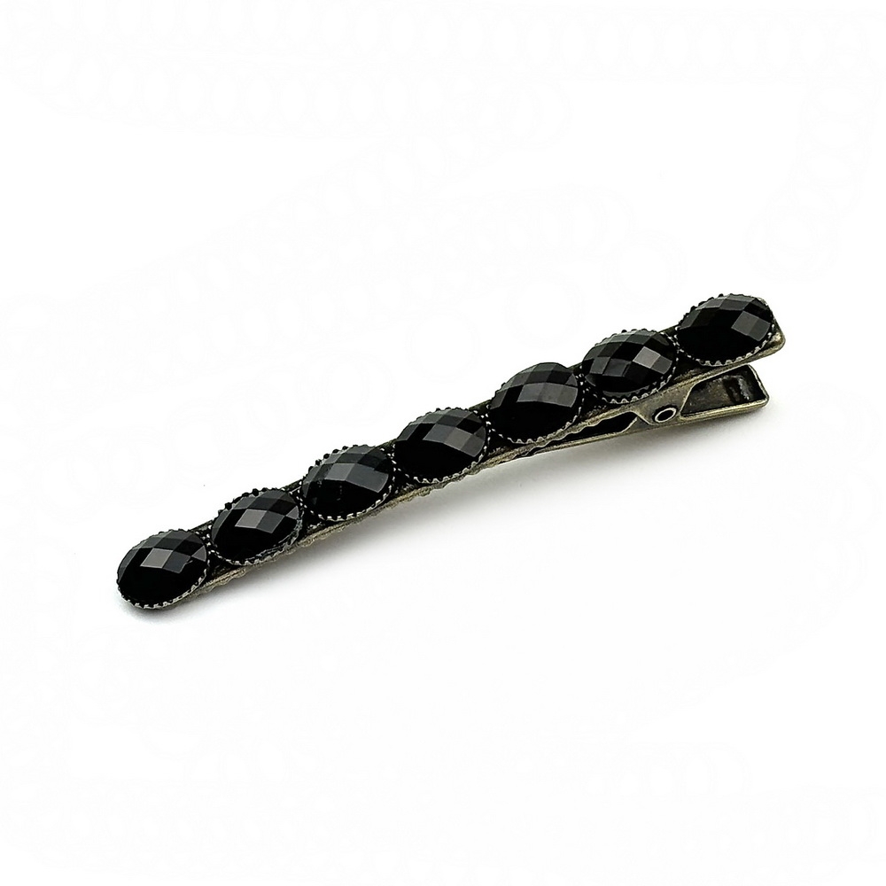 Pince cheveux crocodile avec perles à facettes style antique 6cm