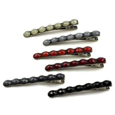 Pince cheveux crocodile avec perles à facettes style antique 6cm