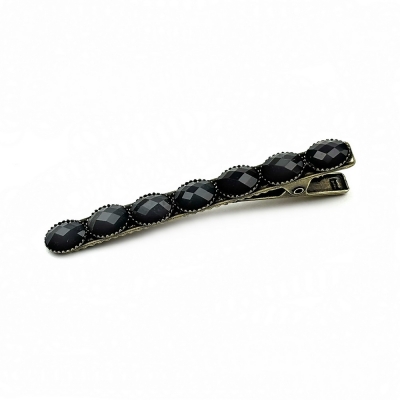 Pince cheveux crocodile avec perles à facettes style antique 6cm