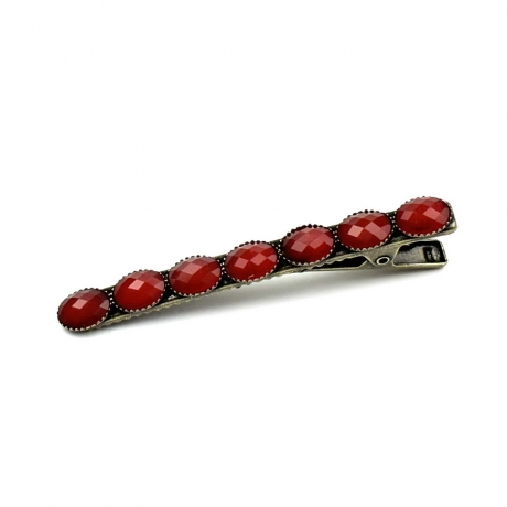 Pince cheveux crocodile avec perles à facettes style antique 6cm