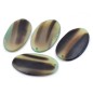4 perles pendentif plates ovales en résine 69x38mm - vert brun