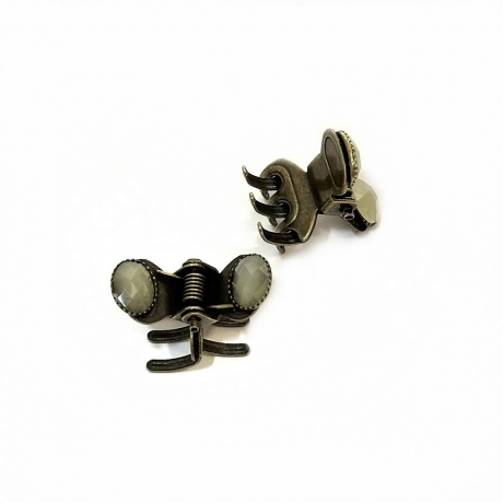2 petites pinces cheveux crabe antique avec perles à facette 2.3cm