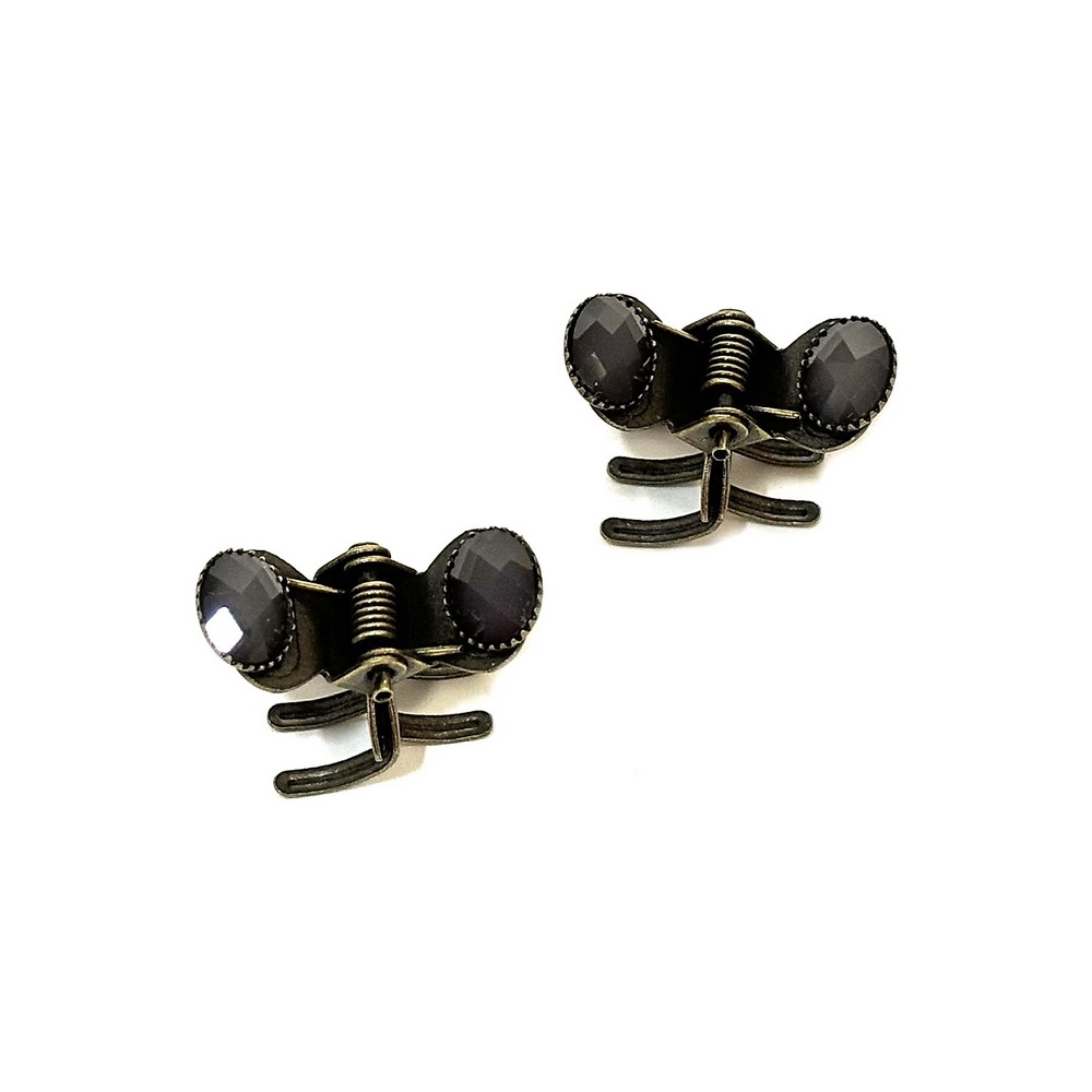 2 petites pinces cheveux crabe antique avec perles à facette 2.3cm 2 petites pinces cheveux crabe antique avec perles à facette 2.3cm