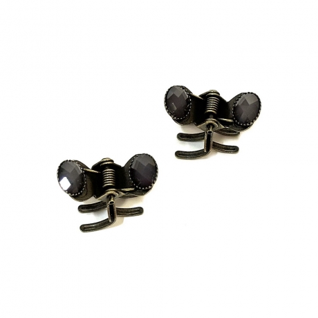 2 petites pinces cheveux crabe antique avec perles à facette 2.3cm