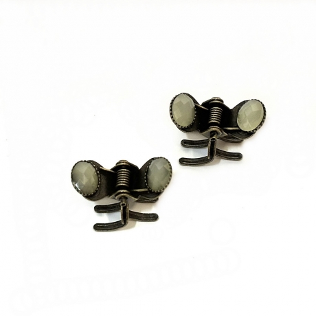 2 petites pinces cheveux crabe antique avec perles à facette 2.3cm