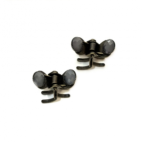 2 petites pinces cheveux crabe antique avec perles à facette 2.3cm