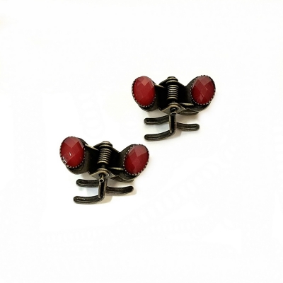 2 petites pinces cheveux crabe antique avec perles à facette 2.3cm