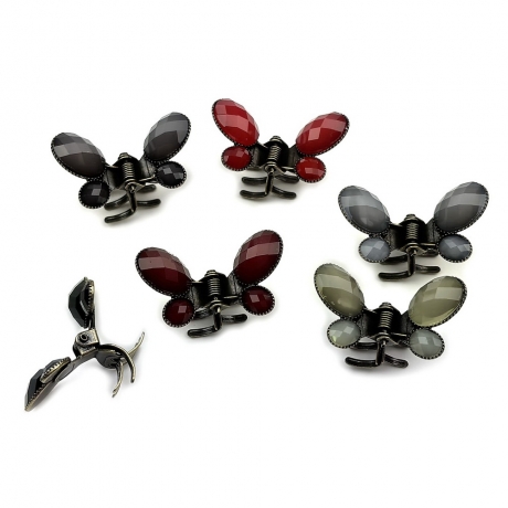 2 petites pinces cheveux crabe antique avec perles à facette 2.3cm