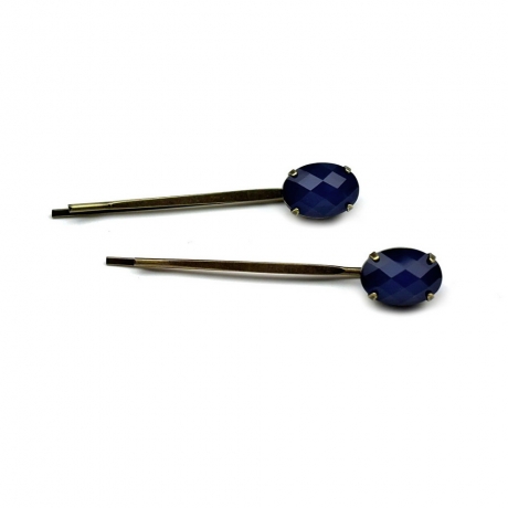 Lot de 2 pinces cheveux antique 5cm avec perle ovale à facette