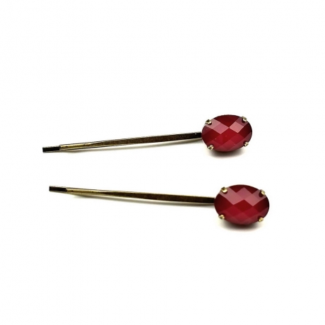 Lot de 2 pinces cheveux antique 5cm avec perle ovale à facette