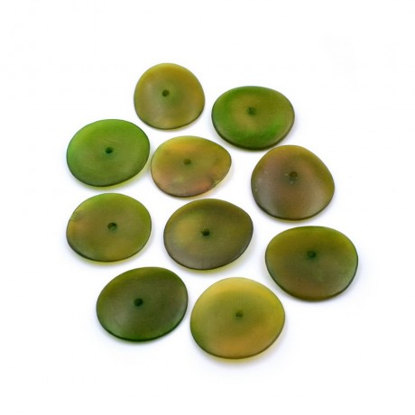 10 perles pendentif rondes plates en résine 25mm - vert