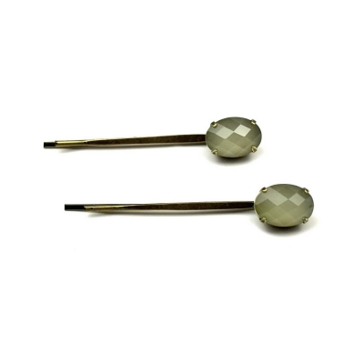 Lot de 2 pinces cheveux antique 5cm avec perle ovale à facette