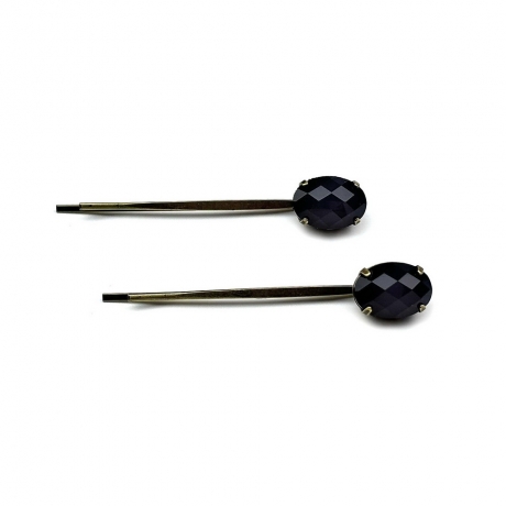 Lot de 2 pinces cheveux antique 5cm avec perle ovale à facette