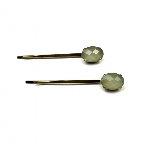 Lot de 2 pinces cheveux antique 5cm avec perle ovale à facette